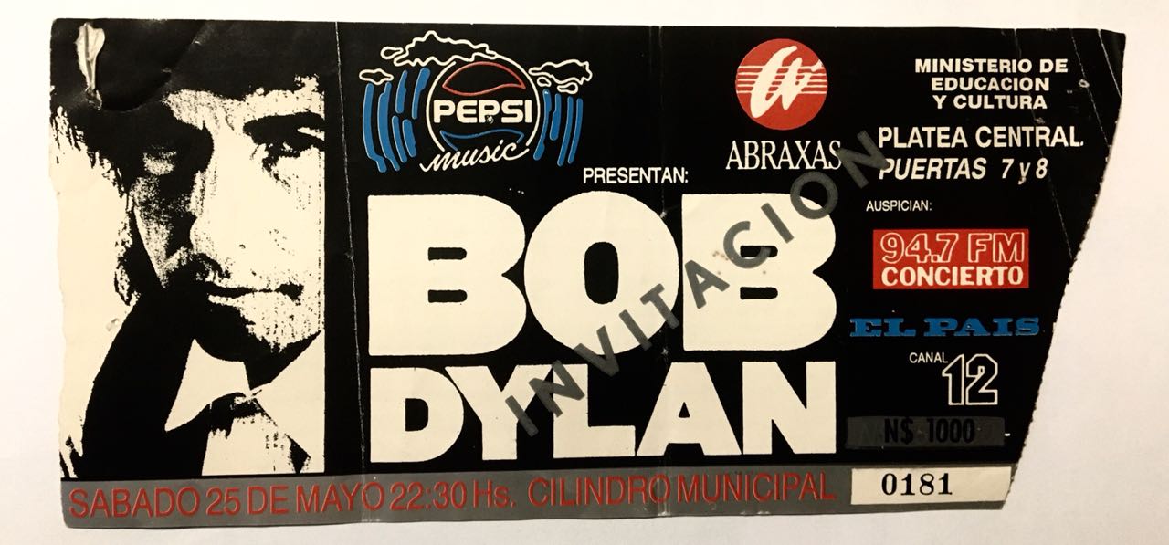 Entrada para el concierto de Bob Dylan en el Cilindro, en 1991